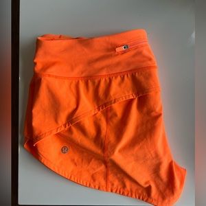 LULULEMON NWOT neon orange speed up shorts